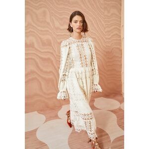 Ulla Johnson Cream Lace Midi Dress